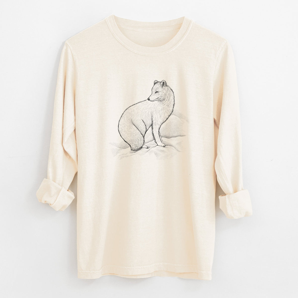 Arctic Fox - Vulpes lagopus - Unisex Comfort Colors 100% Cotton Long Sleeve