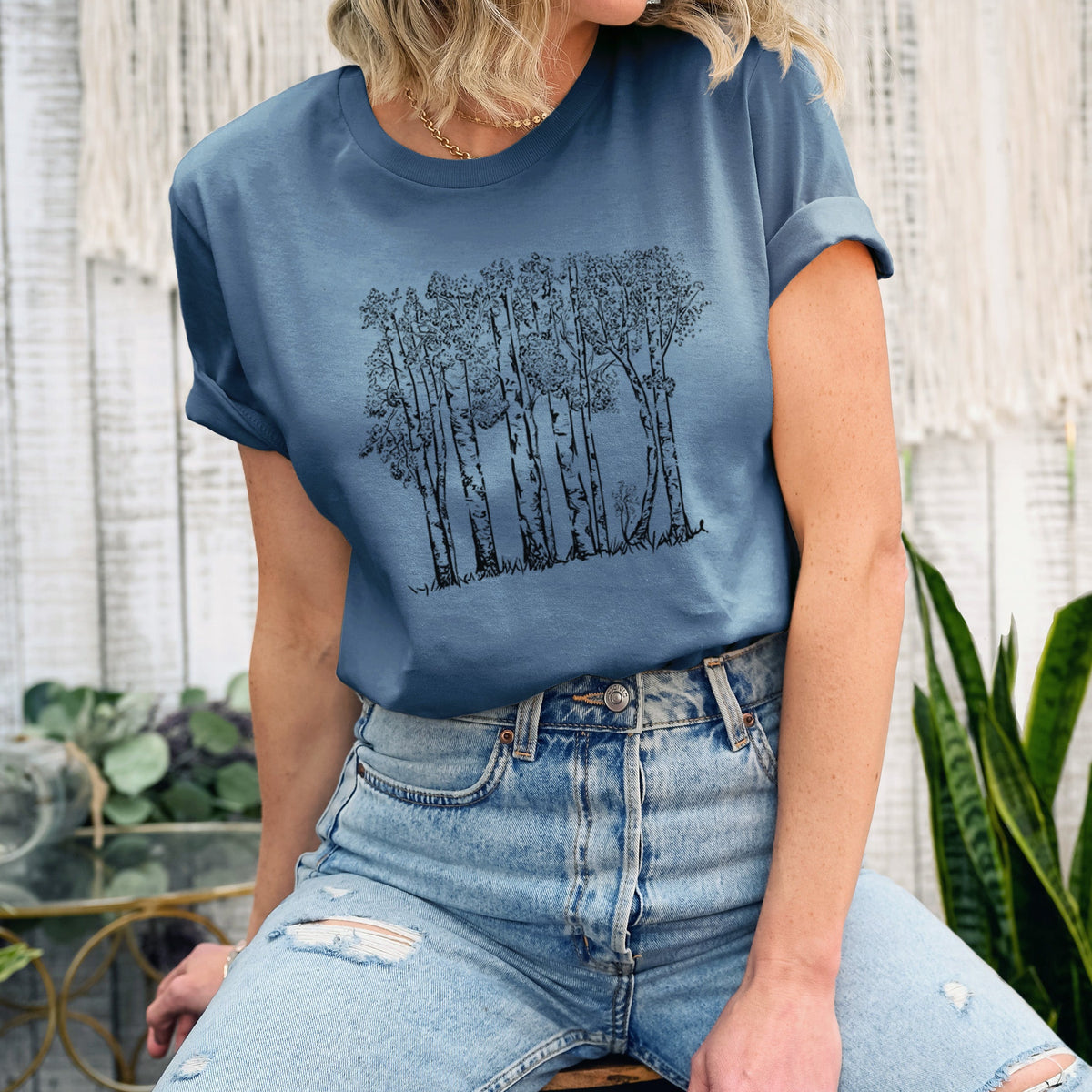 Quaking Aspens - Populus tremuloides - Lightweight 100% Cotton Unisex Crewneck