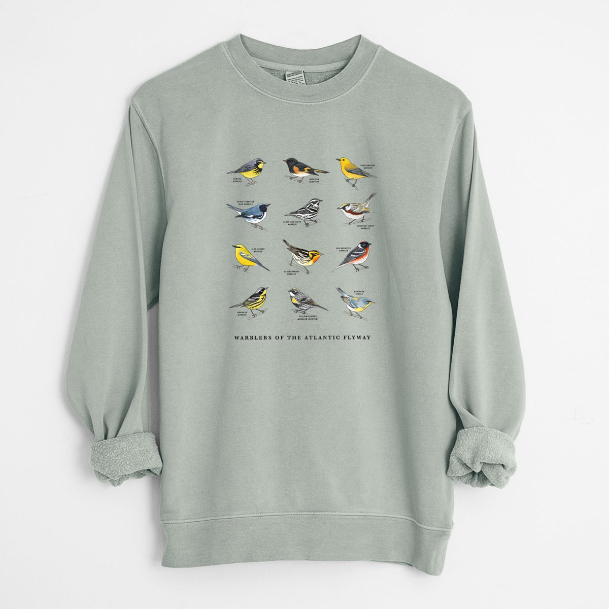 Warblers of the Atlantic Flyway - Unisex Pigment Dyed Crew Sweatshirt