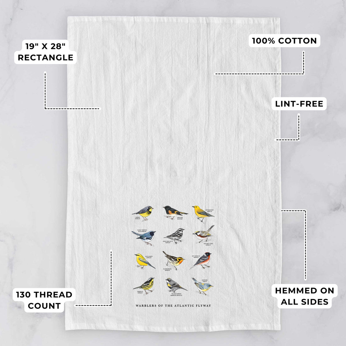 Warblers of the Atlantic Flyway Tea Towel