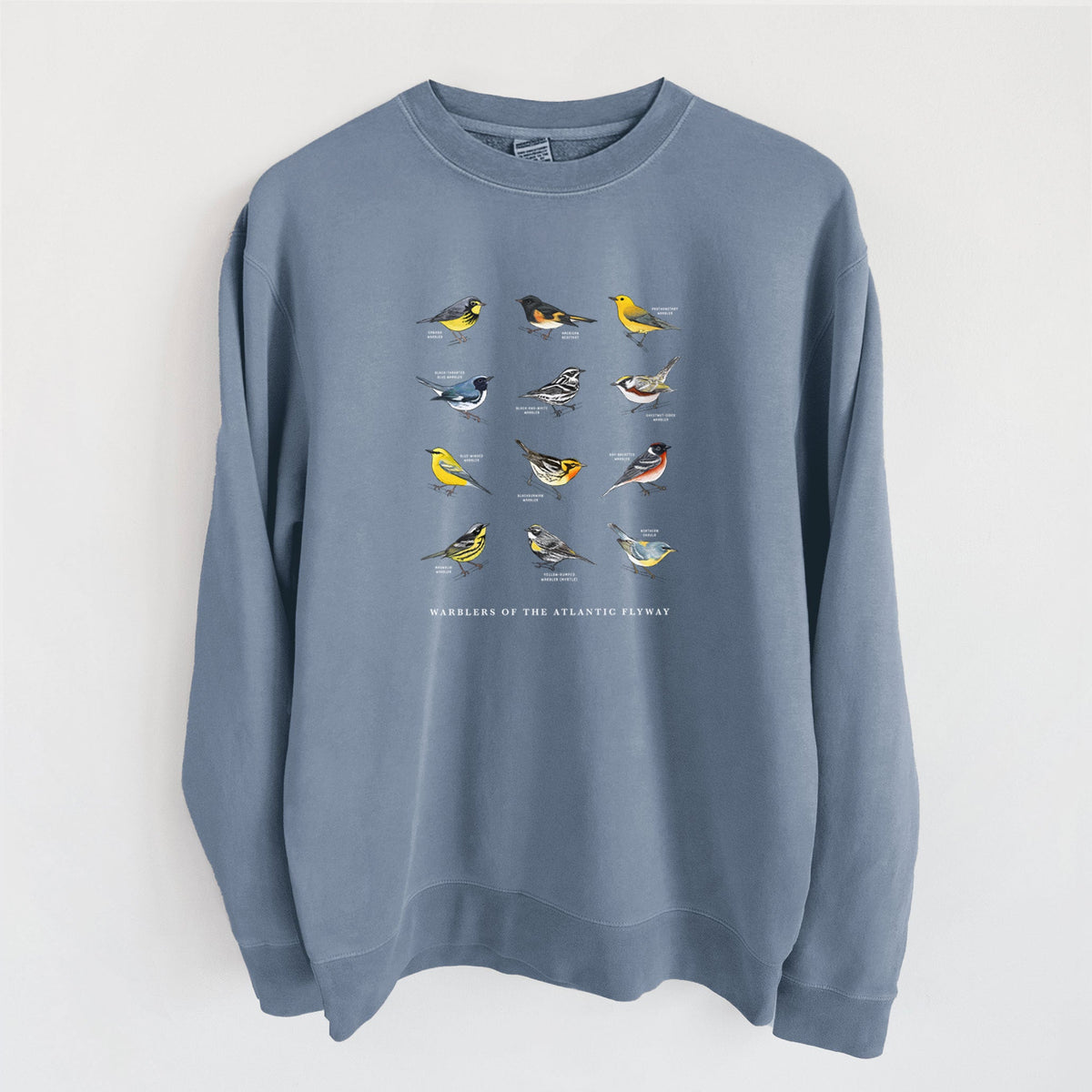 Warblers of the Atlantic Flyway - Unisex Pigment Dyed Crew Sweatshirt