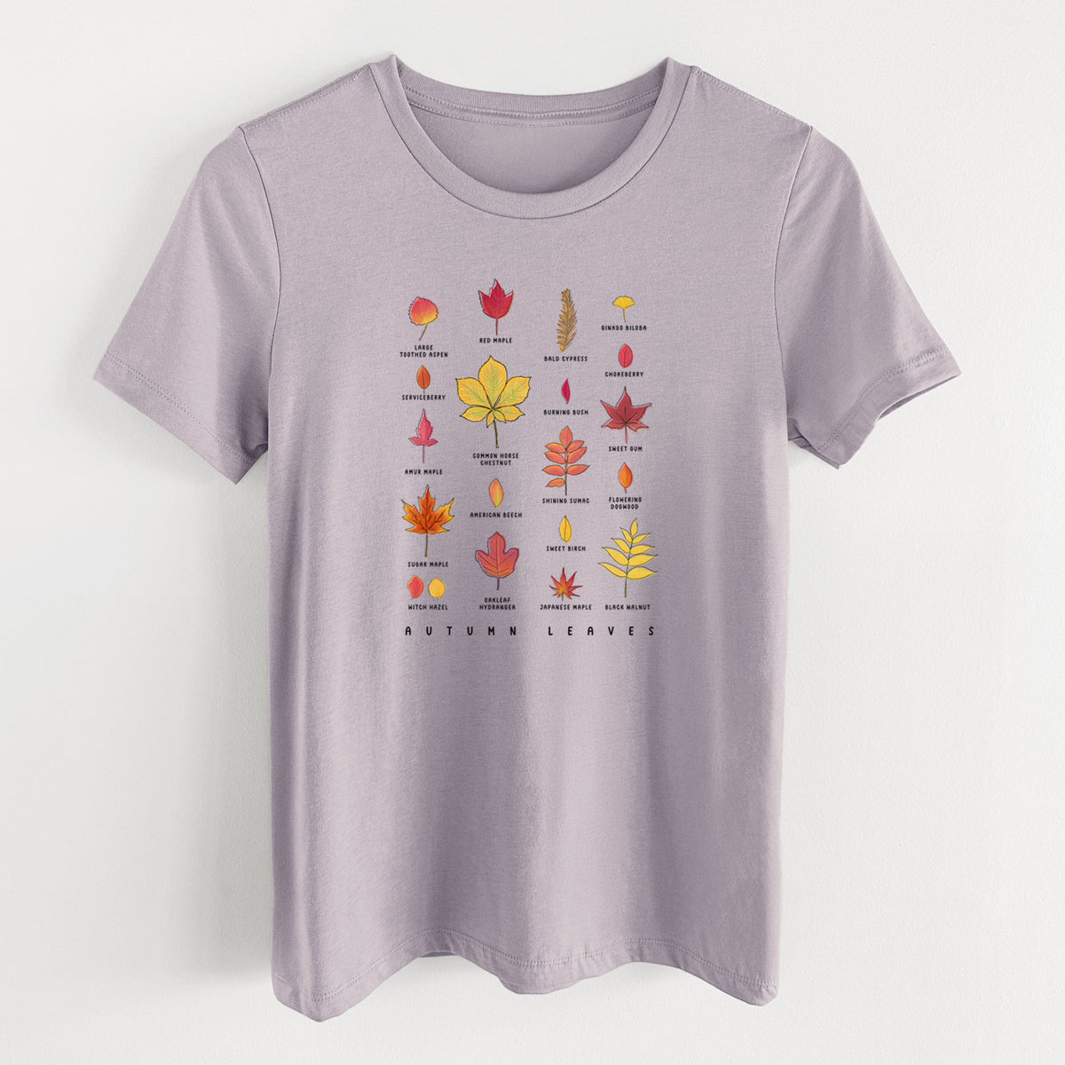 Vibrant Autumn Leaves Chart - Women's Lightweight Relaxed Fit 100% Cotton Crewneck