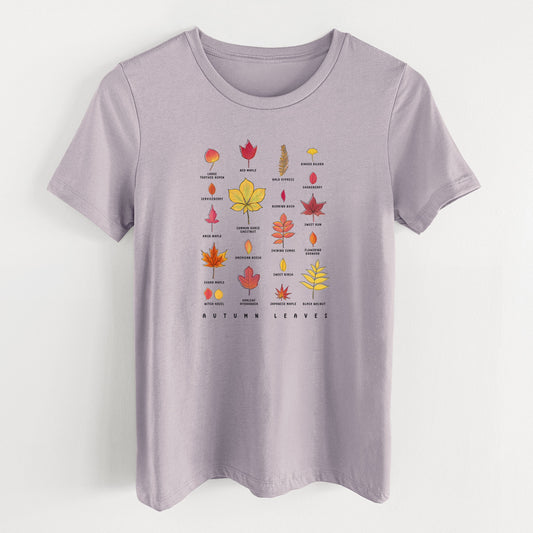 Vibrant Autumn Leaves Chart - Women's Lightweight Relaxed Fit 100% Cotton Crewneck
