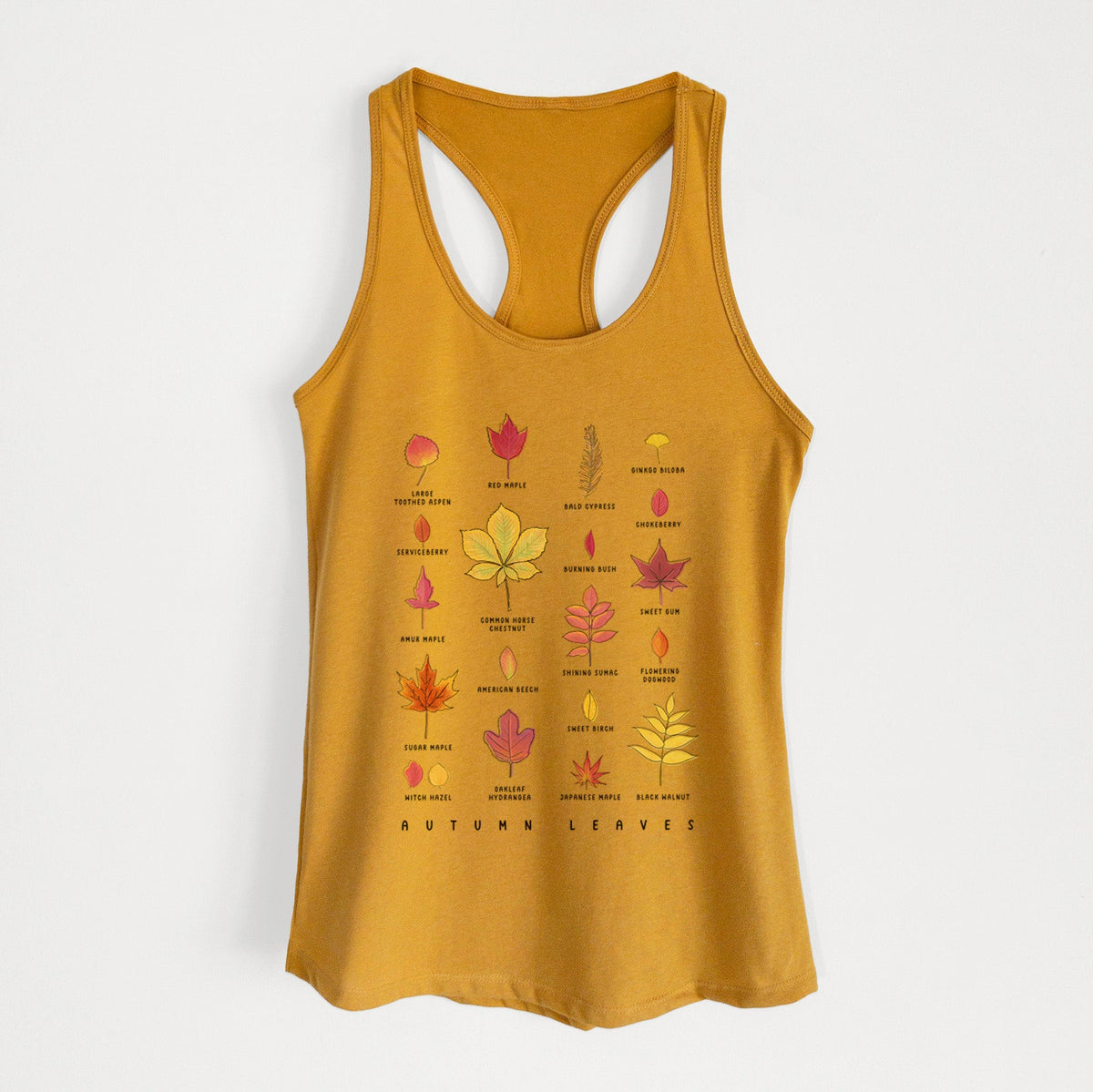 Vibrant Autumn Leaves Chart - Women's Racerback Tanktop