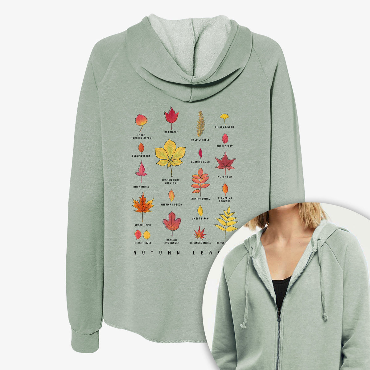 Vibrant Autumn Leaves Chart - Women's Cali Wave Zip-Up Sweatshirt