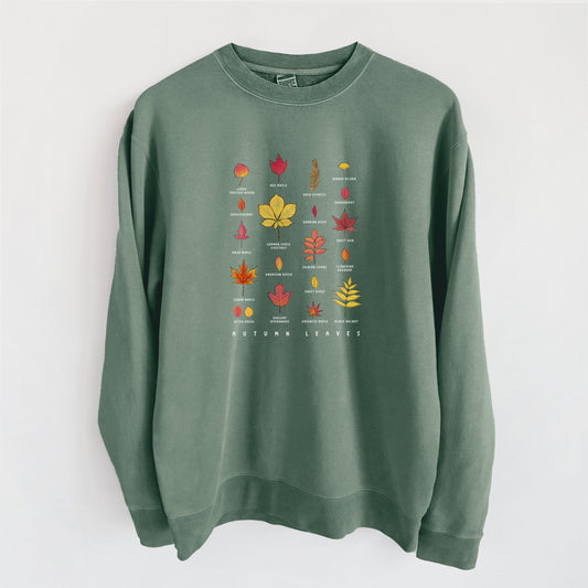 Vibrant Autumn Leaves Chart - Unisex Pigment Dyed Crew Sweatshirt