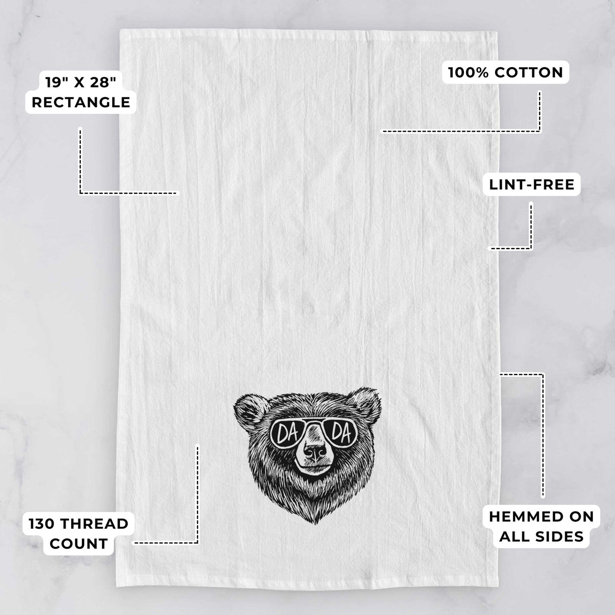 Dada Bear - Dada Glasses Tea Towel