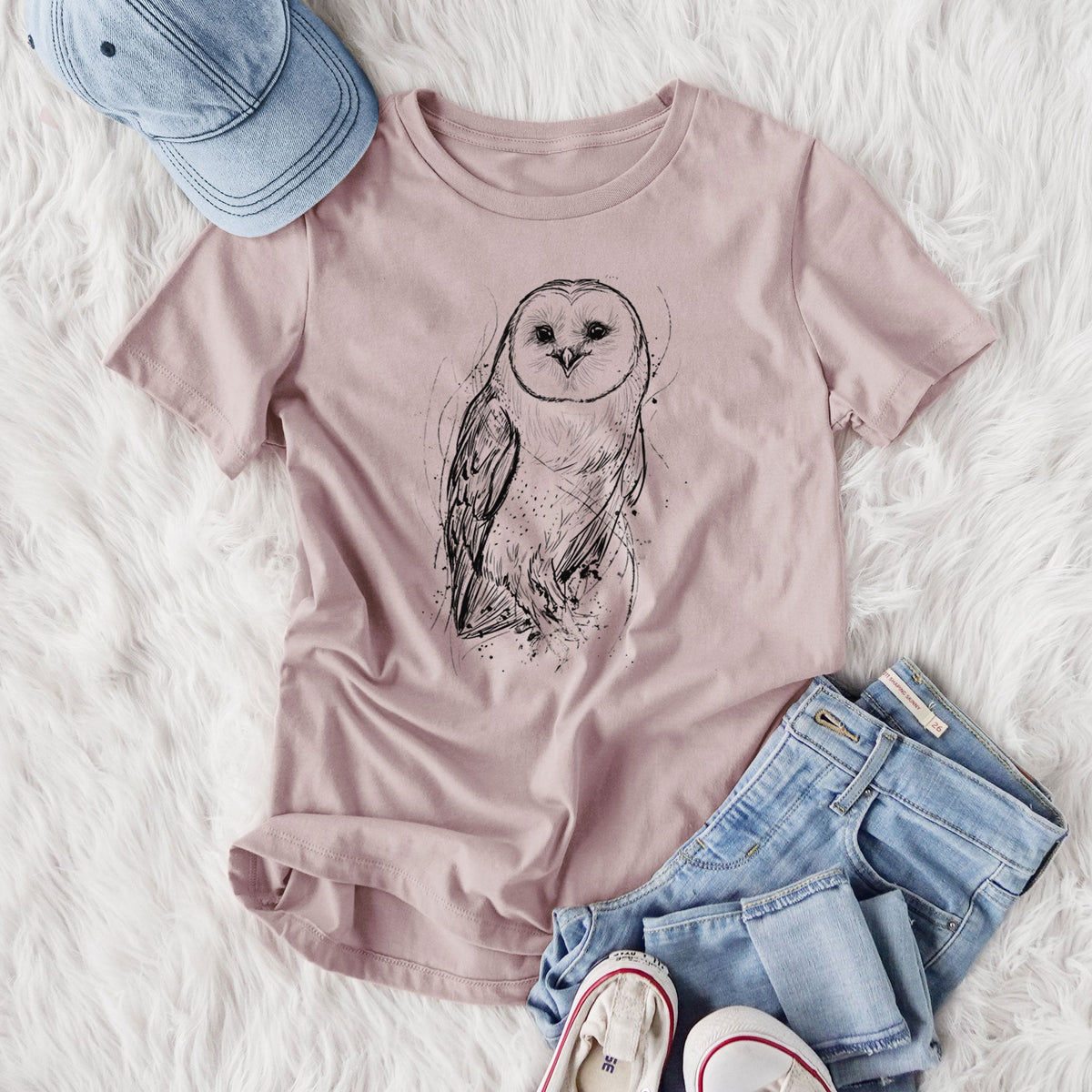 Barn Owl - Tyto alba - Women's Lightweight Relaxed Fit 100% Cotton Crewneck