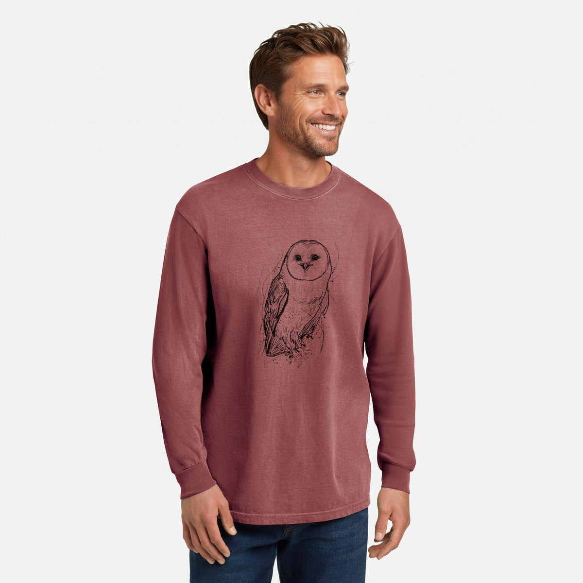 Barn Owl - Tyto alba - Unisex Comfort Colors 100% Cotton Long Sleeve