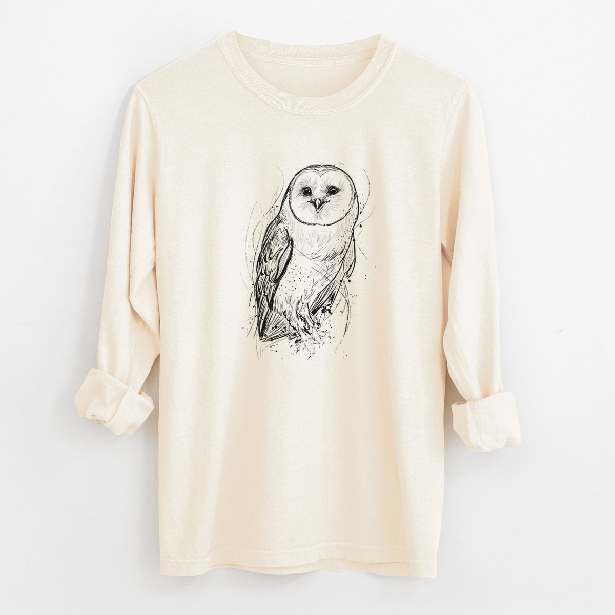 Barn Owl - Tyto alba - Unisex Comfort Colors 100% Cotton Long Sleeve