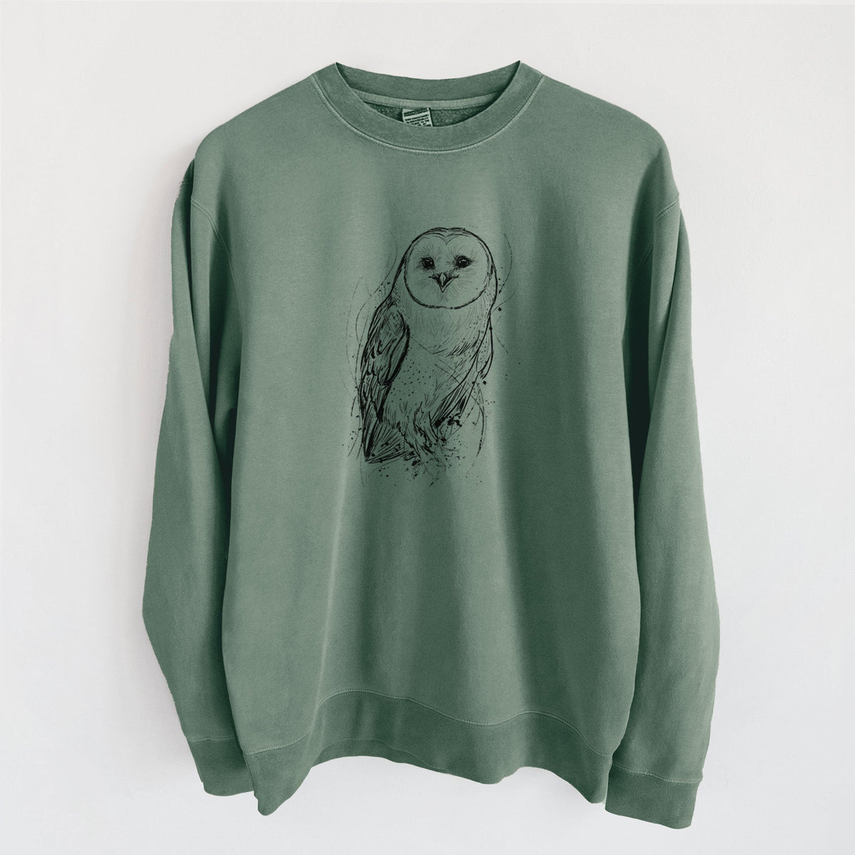 Barn Owl - Tyto alba - Unisex Pigment Dyed Crew Sweatshirt