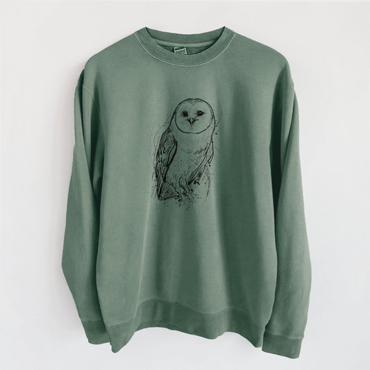 Barn Owl - Tyto alba - Unisex Pigment Dyed Crew Sweatshirt