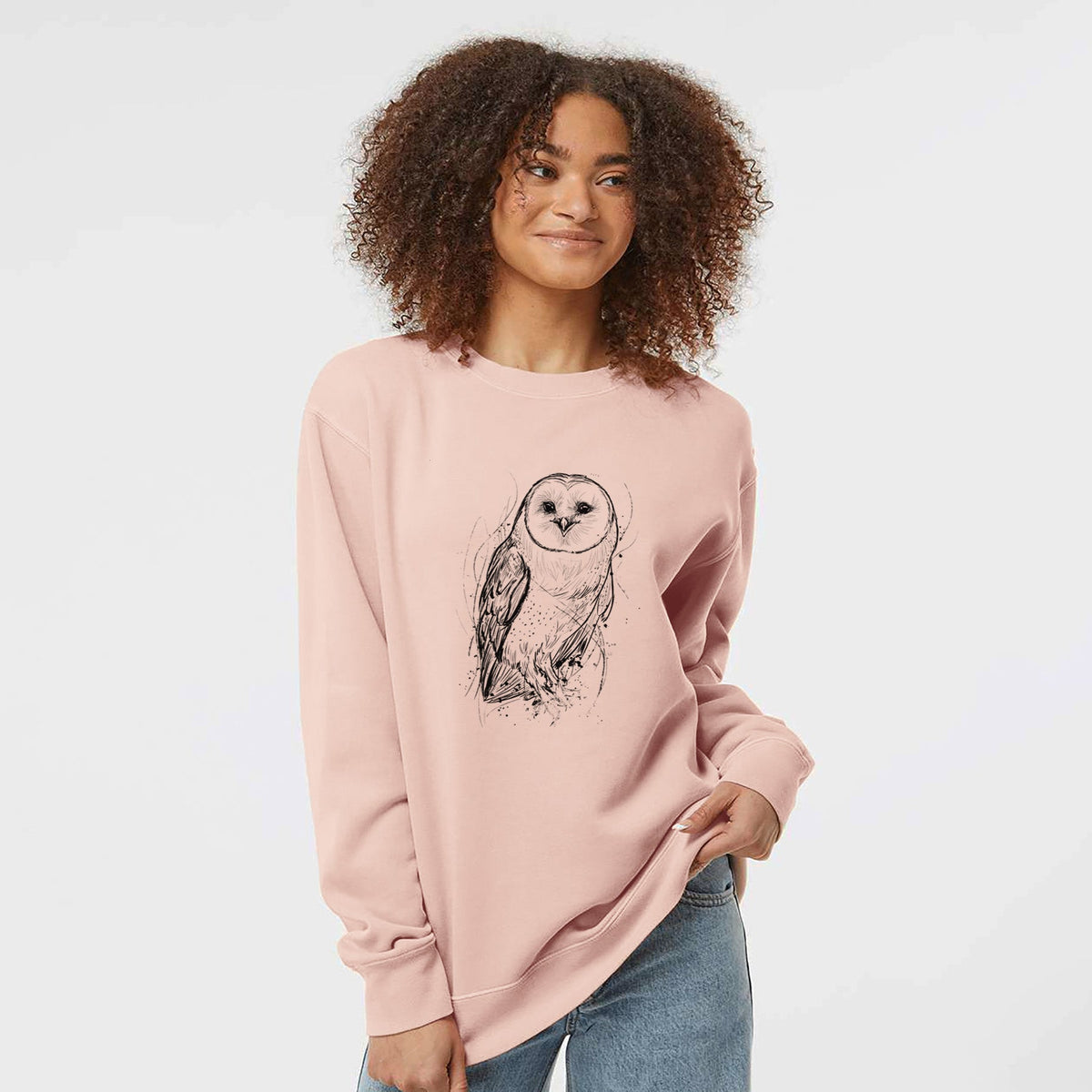 Barn Owl - Tyto alba - Unisex Pigment Dyed Crew Sweatshirt
