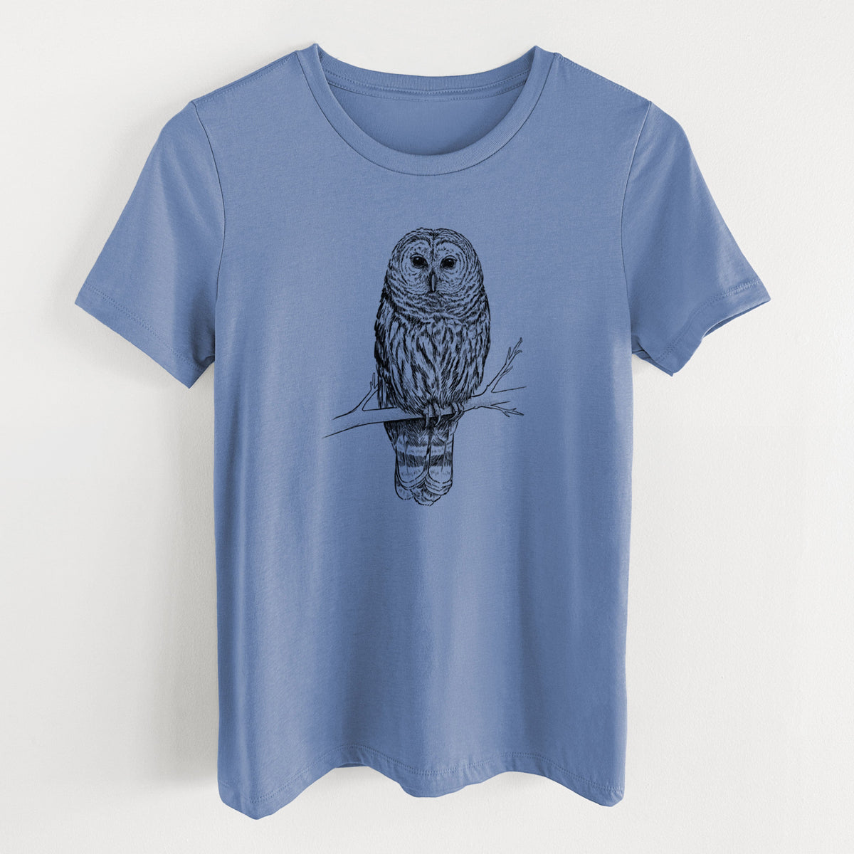 Barred Owl - Strix varia - Women's Lightweight Relaxed Fit 100% Cotton Crewneck