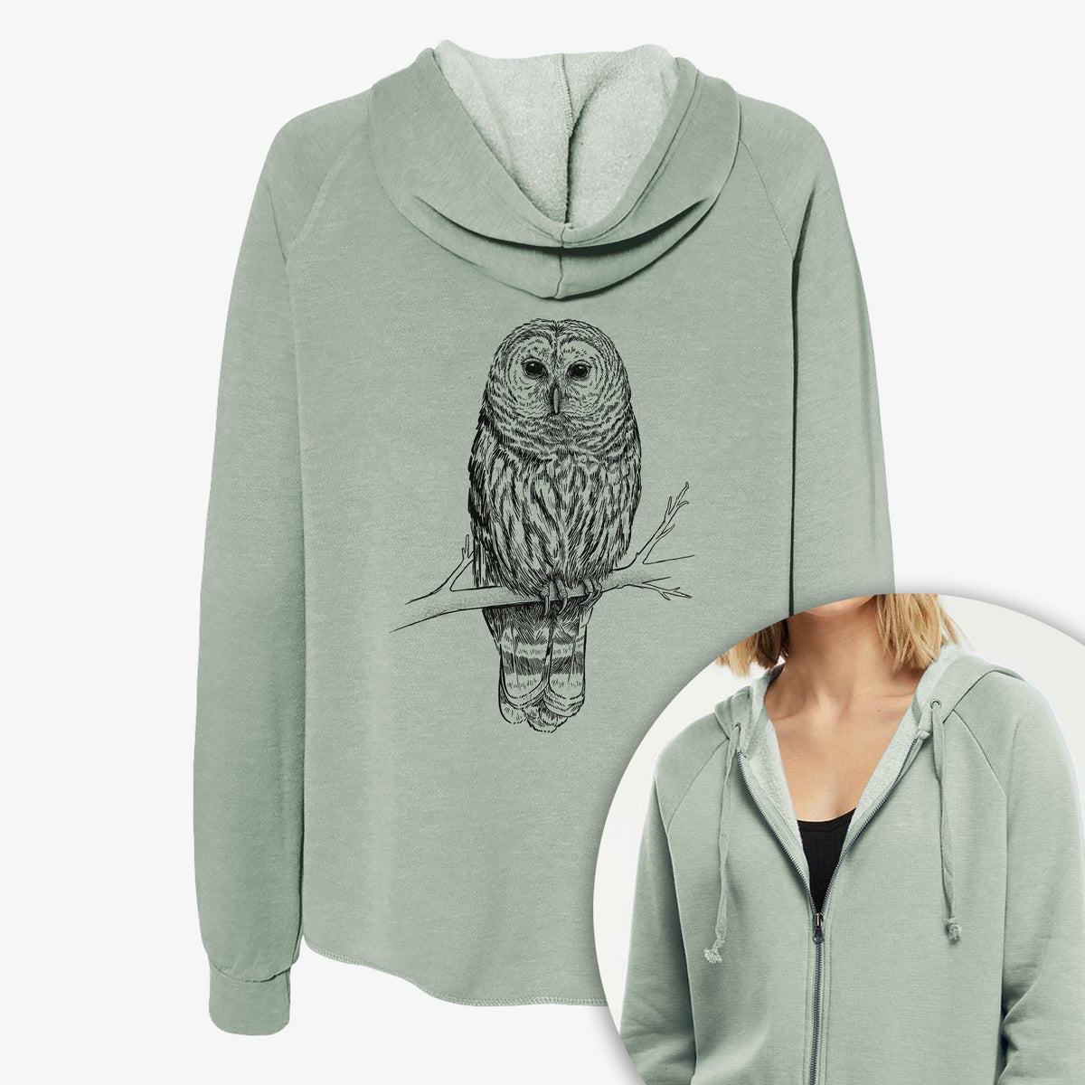 Barred Owl - Strix varia - Women's Cali Wave Zip-Up Sweatshirt