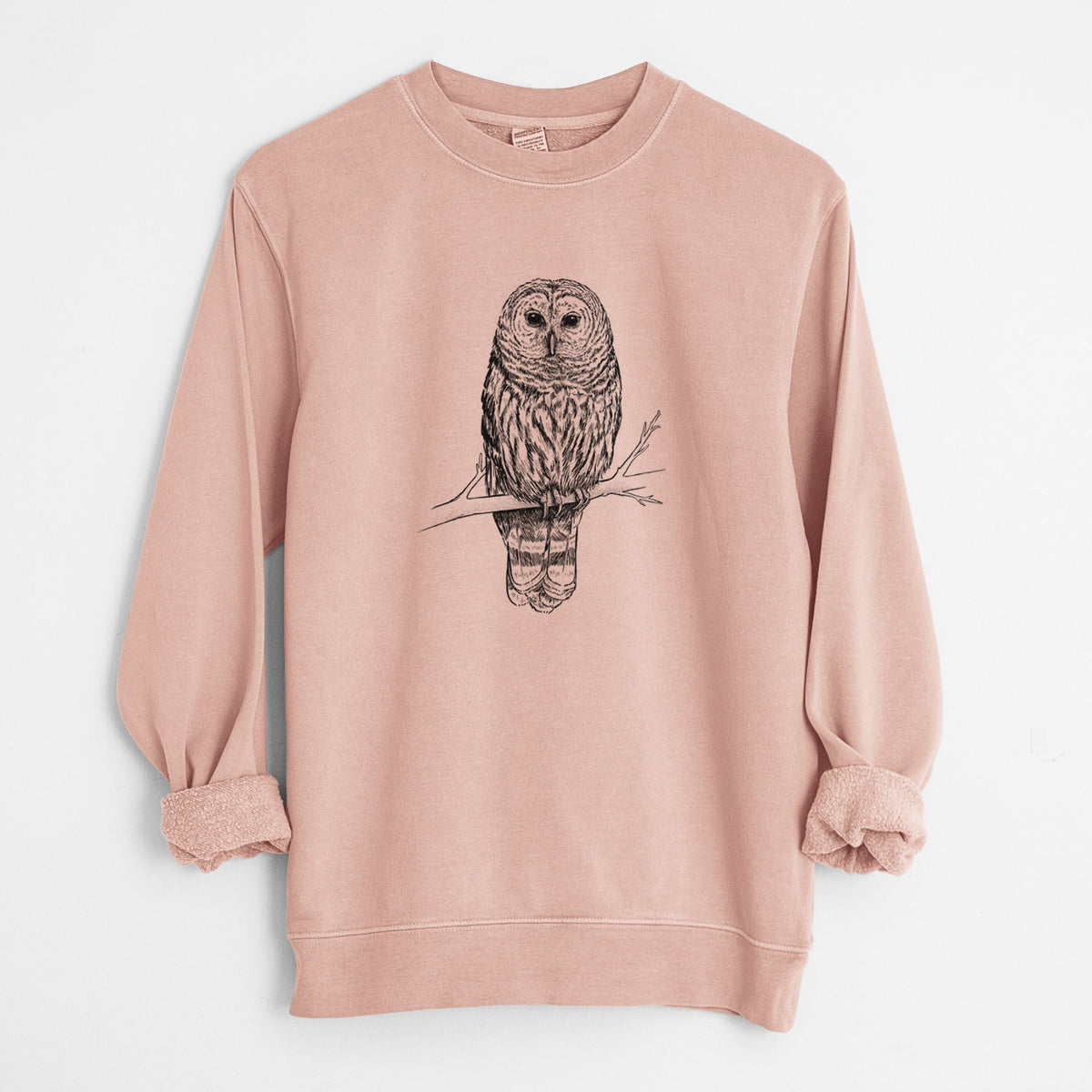 Barred Owl - Strix varia - Unisex Pigment Dyed Crew Sweatshirt