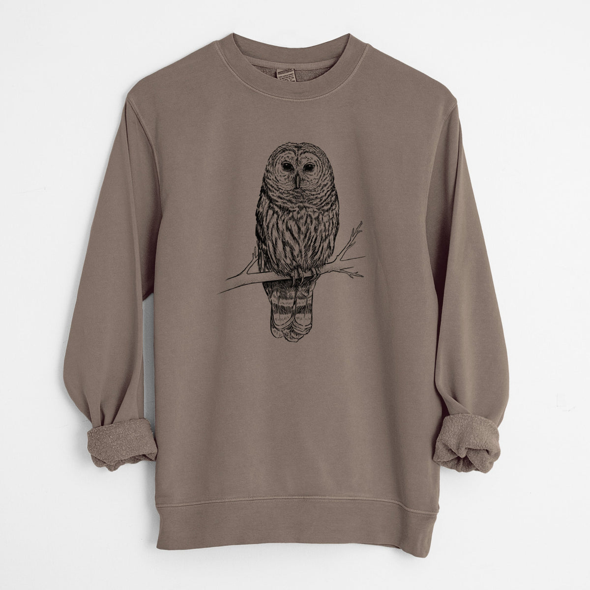 Barred Owl - Strix varia - Unisex Pigment Dyed Crew Sweatshirt
