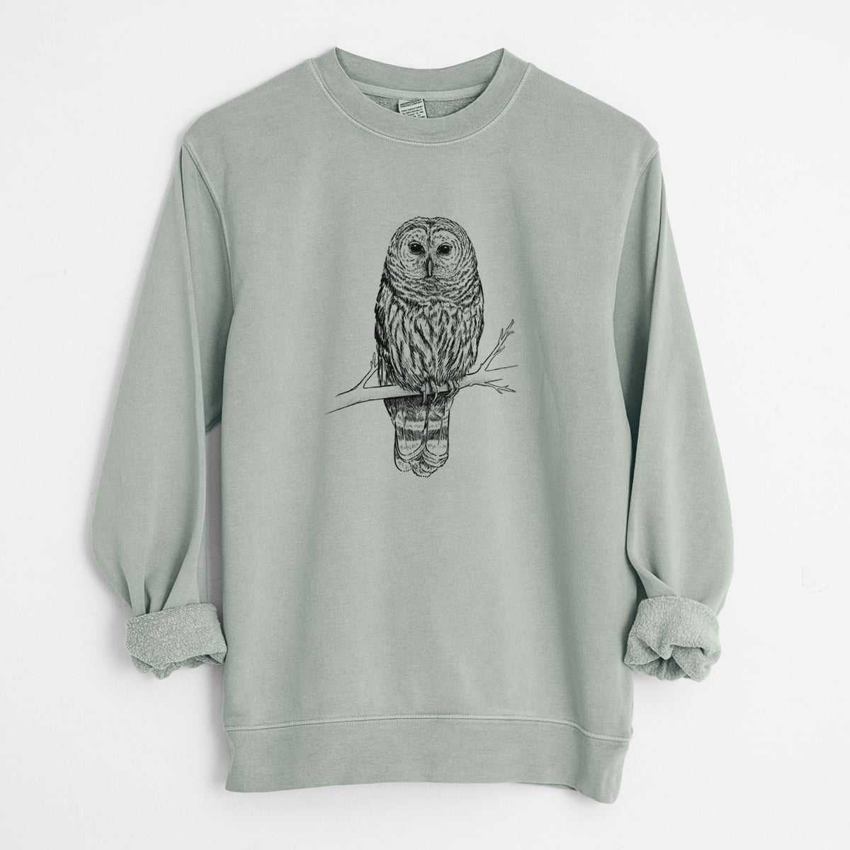Barred Owl - Strix varia - Unisex Pigment Dyed Crew Sweatshirt