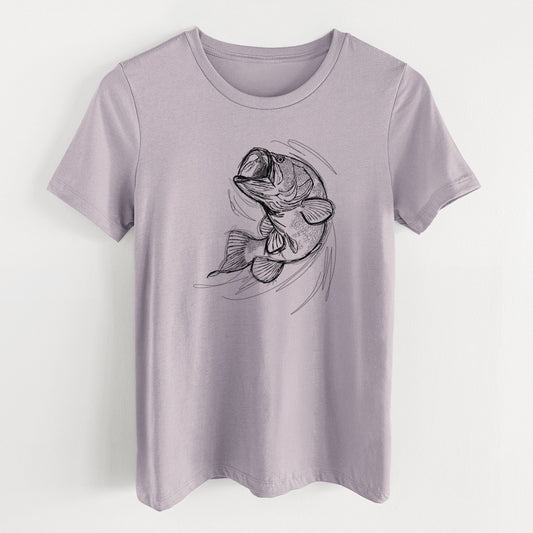 Largemouth Bass Fish - Micropterus salmoides - Women's Lightweight Relaxed Fit 100% Cotton Crewneck
