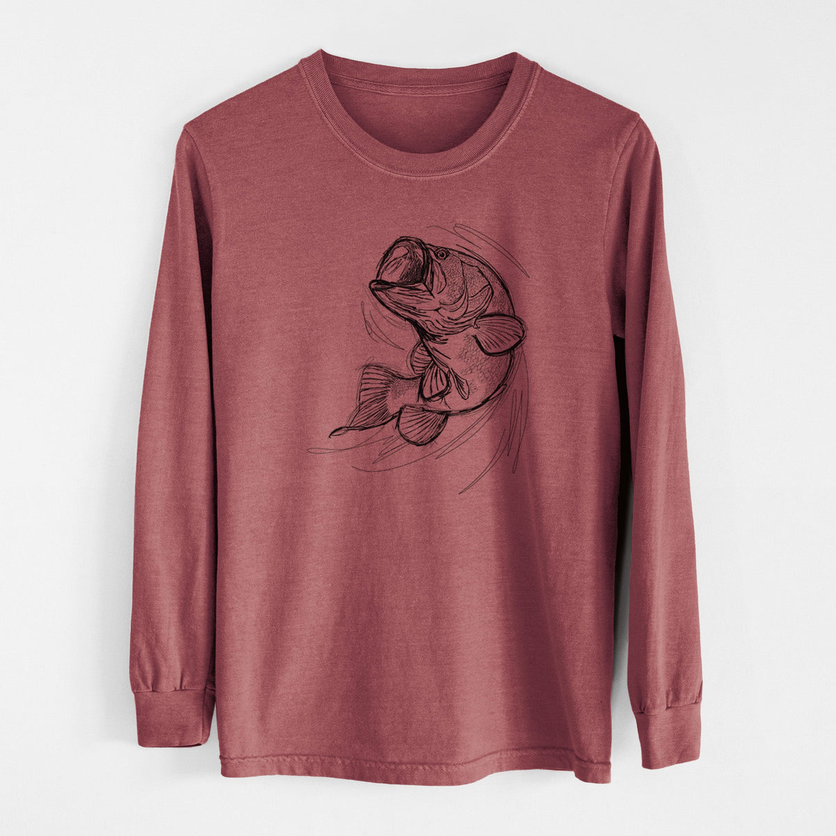 Largemouth Bass Fish - Micropterus salmoides - Unisex Comfort Colors 100% Cotton Long Sleeve