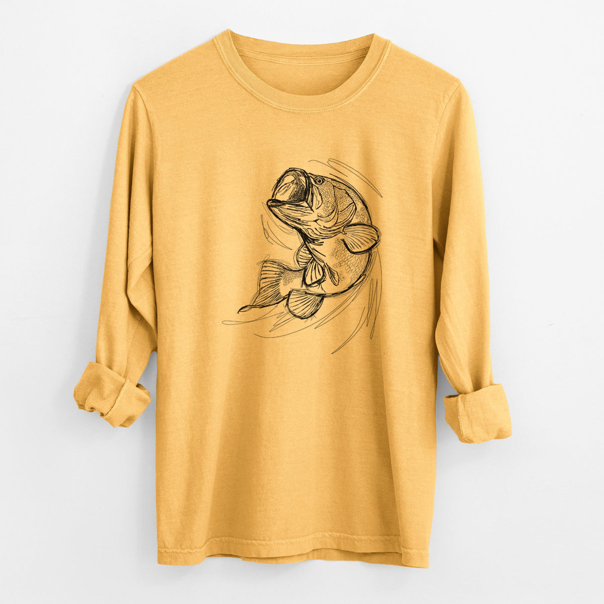 Largemouth Bass Fish - Micropterus salmoides - Unisex Comfort Colors 100% Cotton Long Sleeve