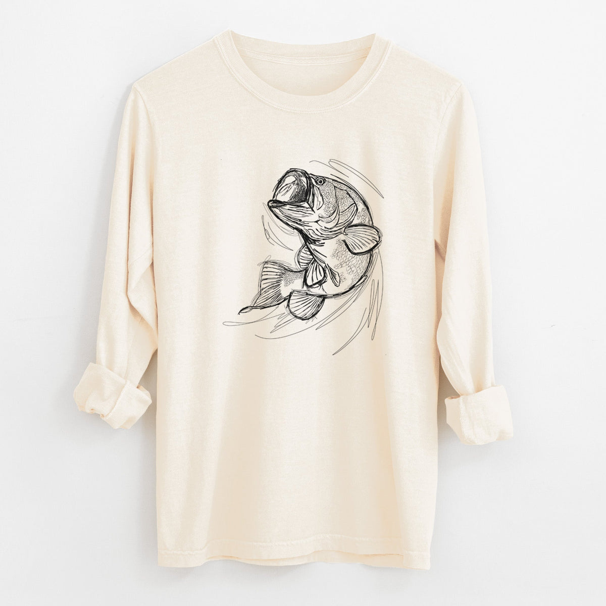 Largemouth Bass Fish - Micropterus salmoides - Unisex Comfort Colors 100% Cotton Long Sleeve