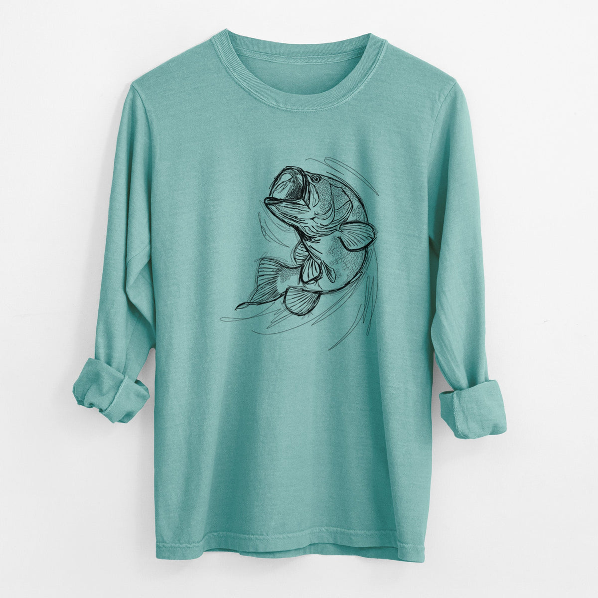 Largemouth Bass Fish - Micropterus salmoides - Unisex Comfort Colors 100% Cotton Long Sleeve