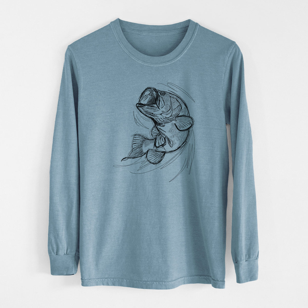 Largemouth Bass Fish - Micropterus salmoides - Unisex Comfort Colors 100% Cotton Long Sleeve