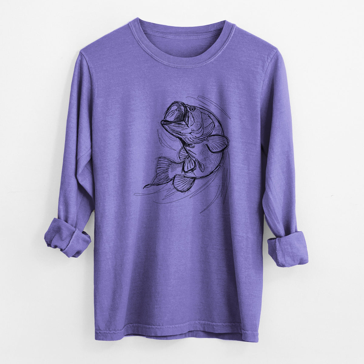 Largemouth Bass Fish - Micropterus salmoides - Unisex Comfort Colors 100% Cotton Long Sleeve