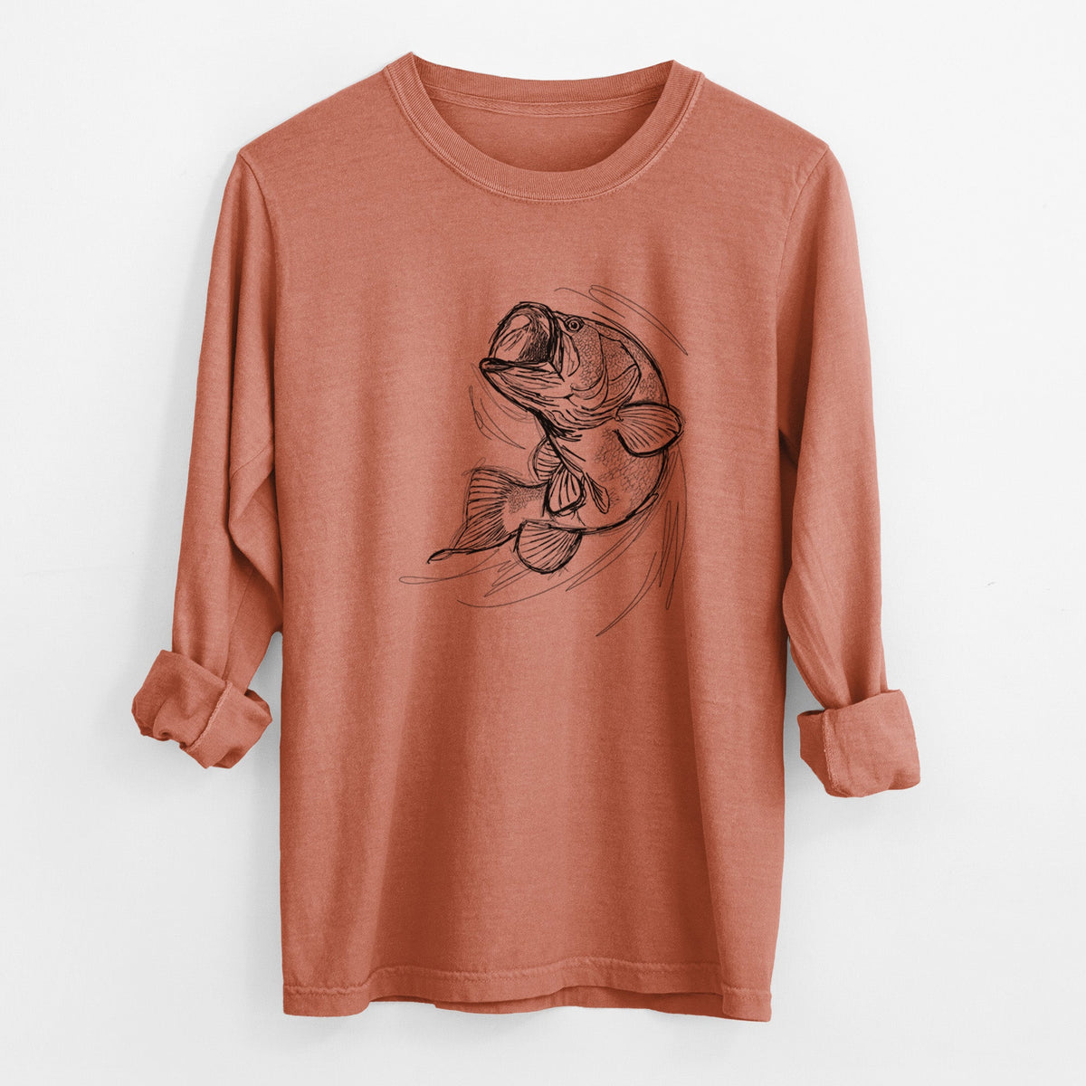 Largemouth Bass Fish - Micropterus salmoides - Unisex Comfort Colors 100% Cotton Long Sleeve