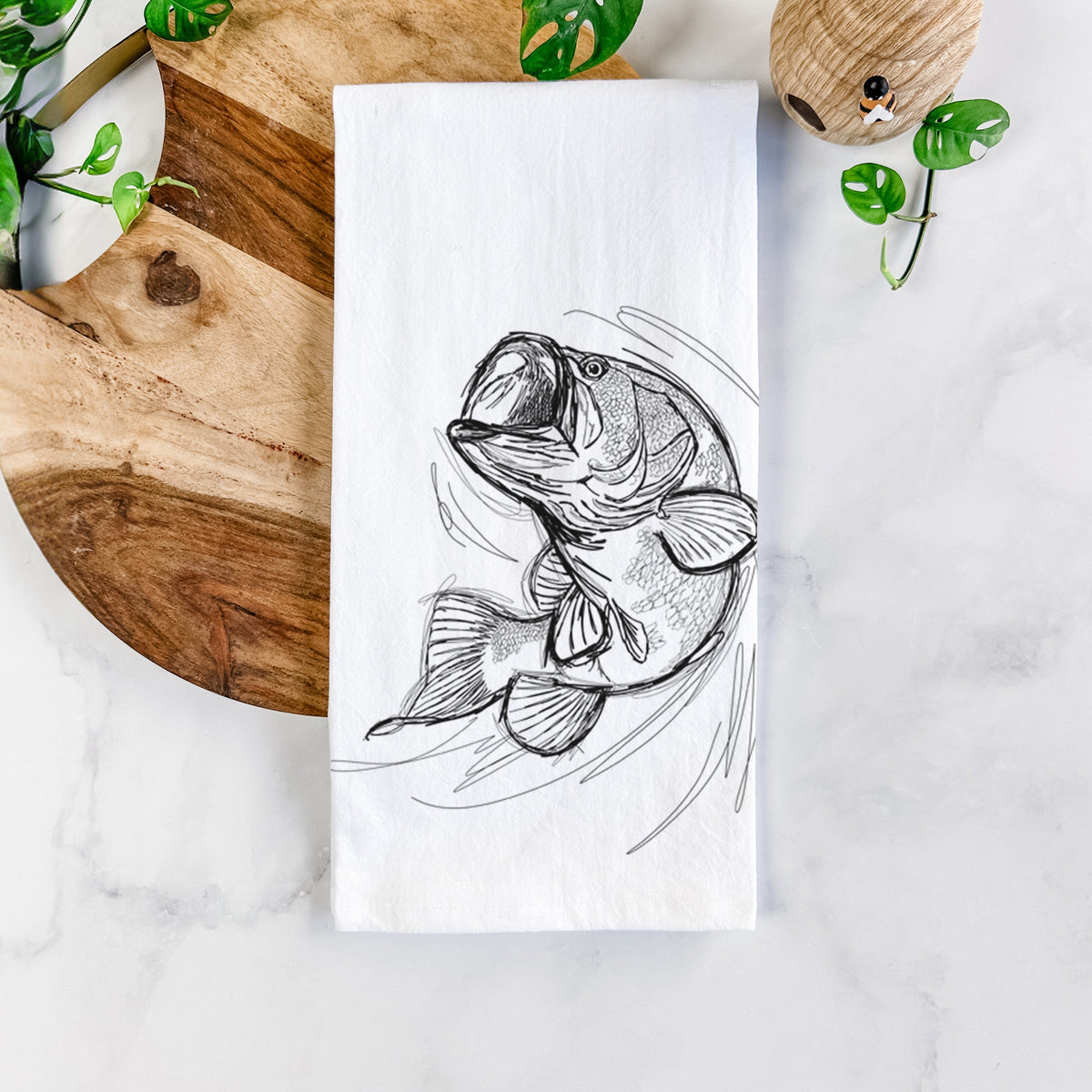 Largemouth Bass Fish - Micropterus salmoides Tea Towel