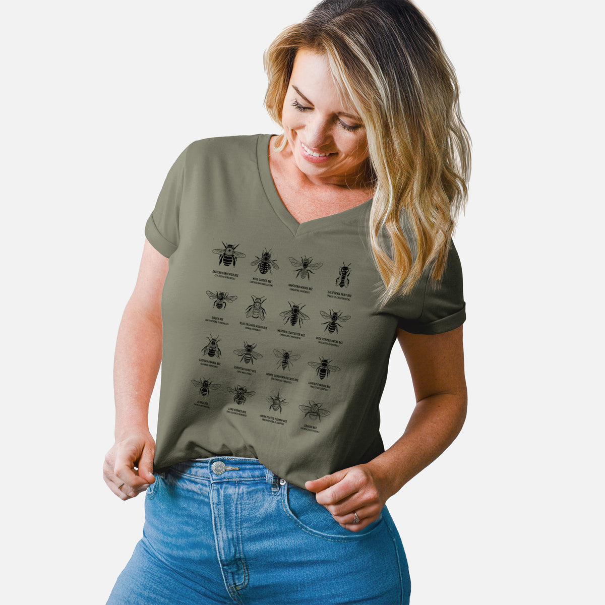 Bee Chart - Bees in North America - Women's Lightweight Relaxed Fit 100% Cotton V-neck