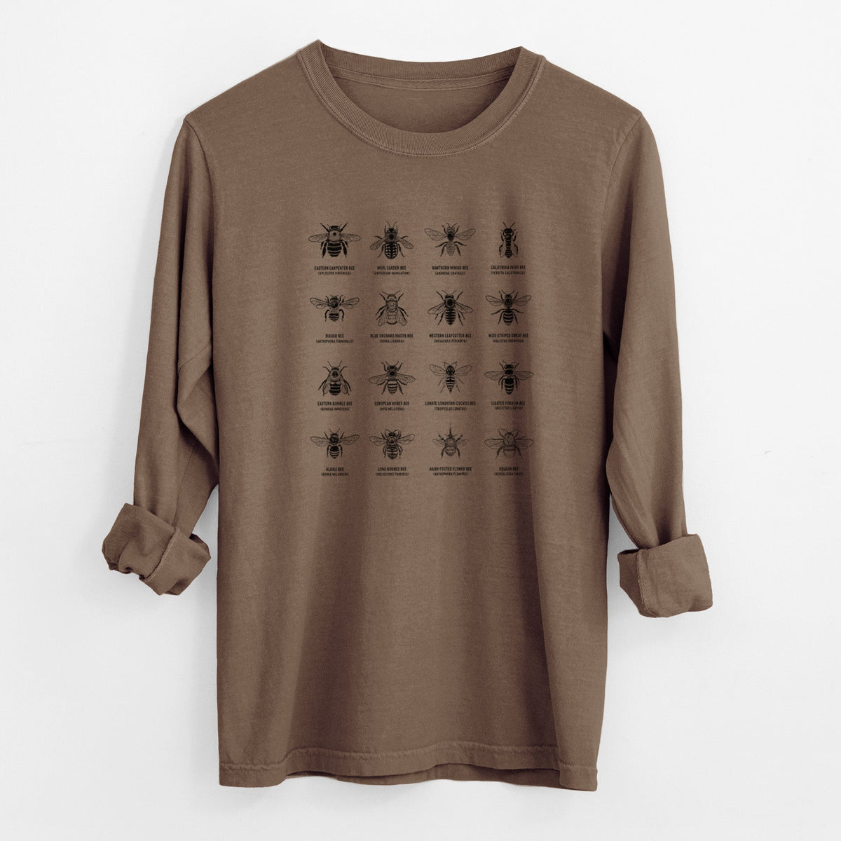 Bee Chart - Bees in North America - Unisex Comfort Colors 100% Cotton Long Sleeve
