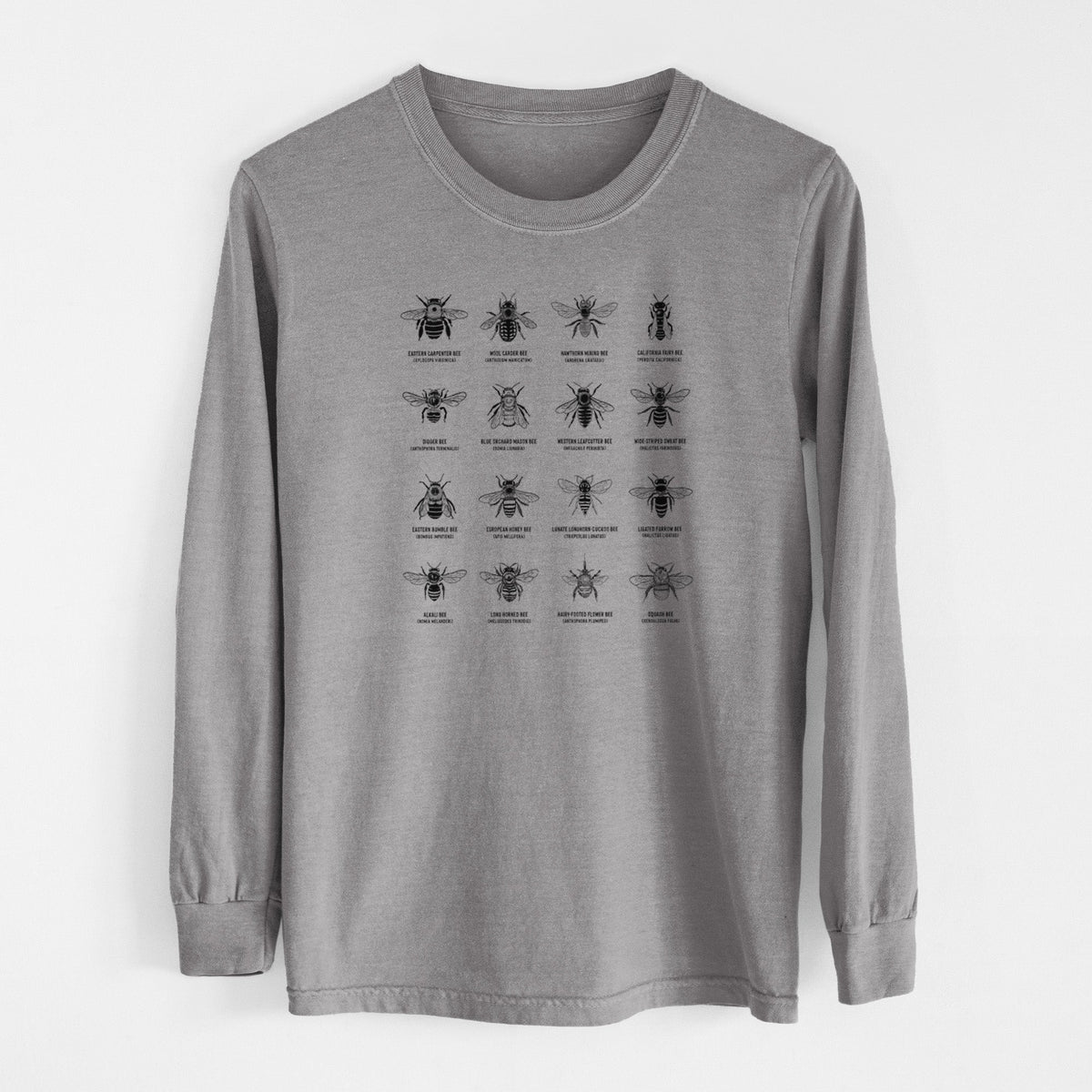 Bee Chart - Bees in North America - Unisex Comfort Colors 100% Cotton Long Sleeve