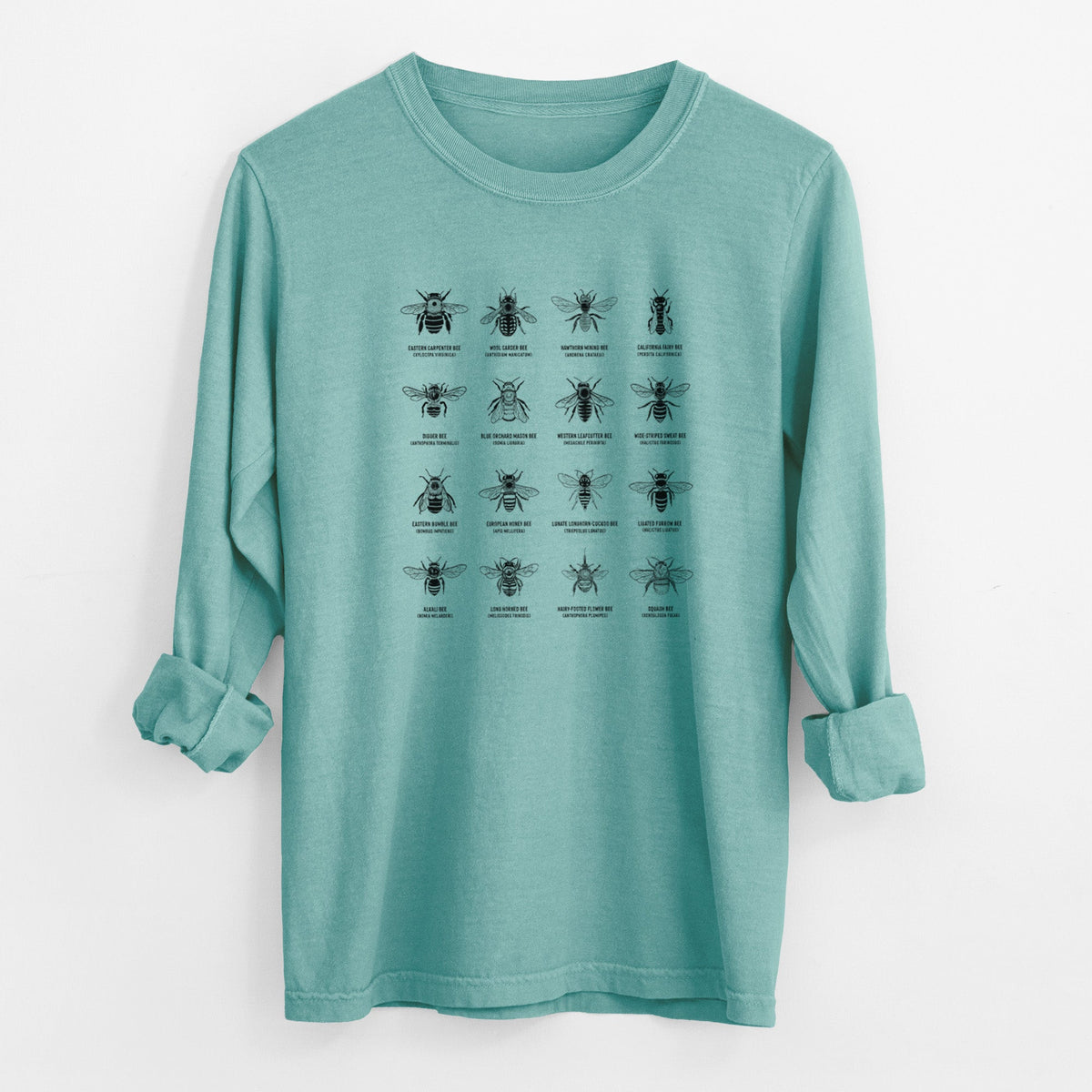 Bee Chart - Bees in North America - Unisex Comfort Colors 100% Cotton Long Sleeve