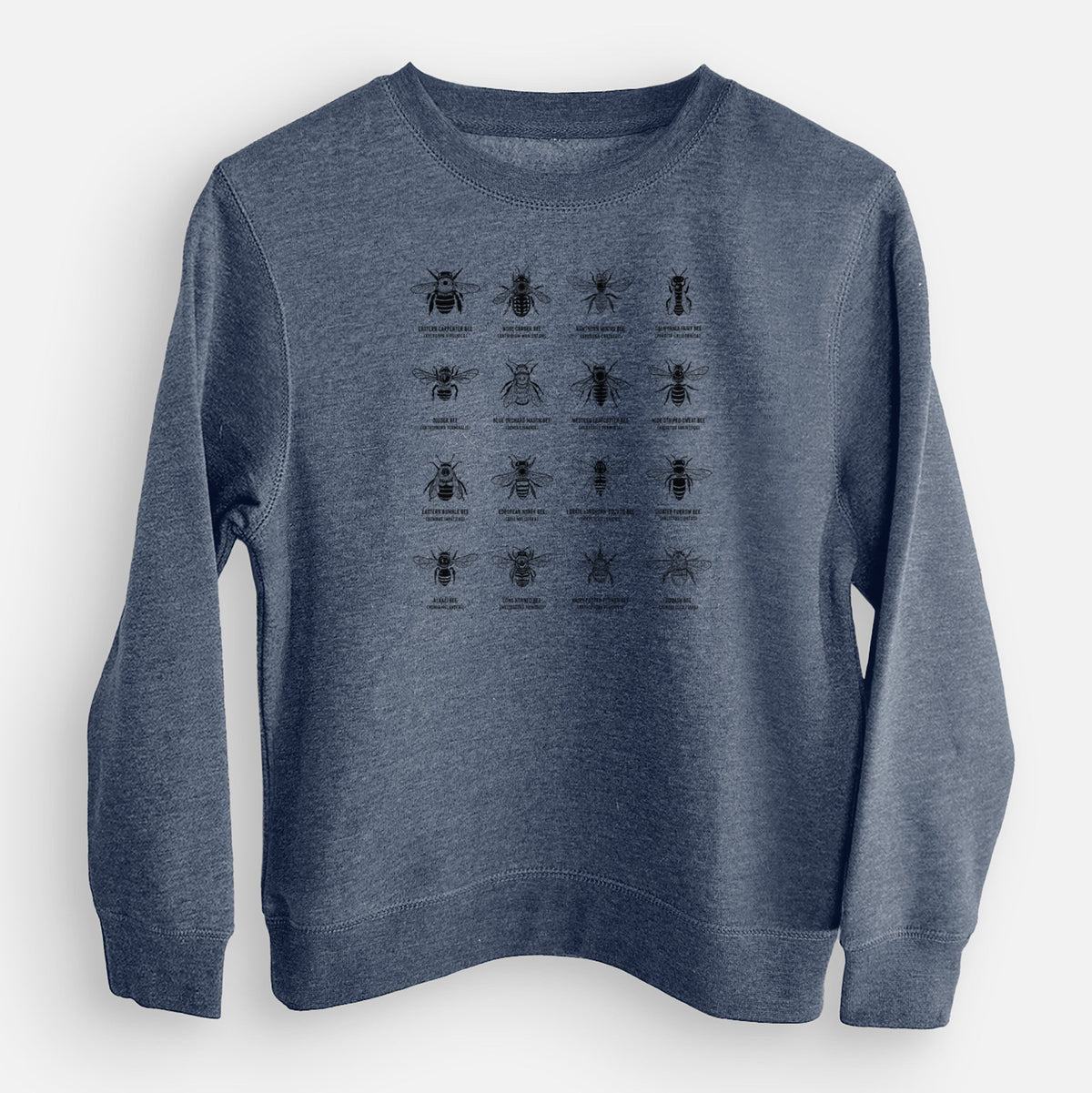 Bee Chart - Bees in North America - Youth Lightweight Crewneck Sweatshirt