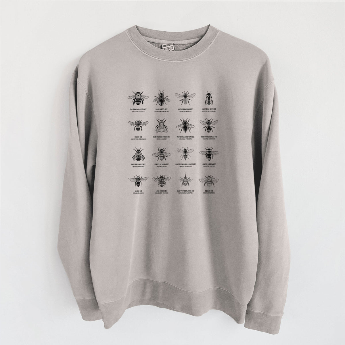 Bee Chart - Bees in North America - Unisex Pigment Dyed Crew Sweatshirt