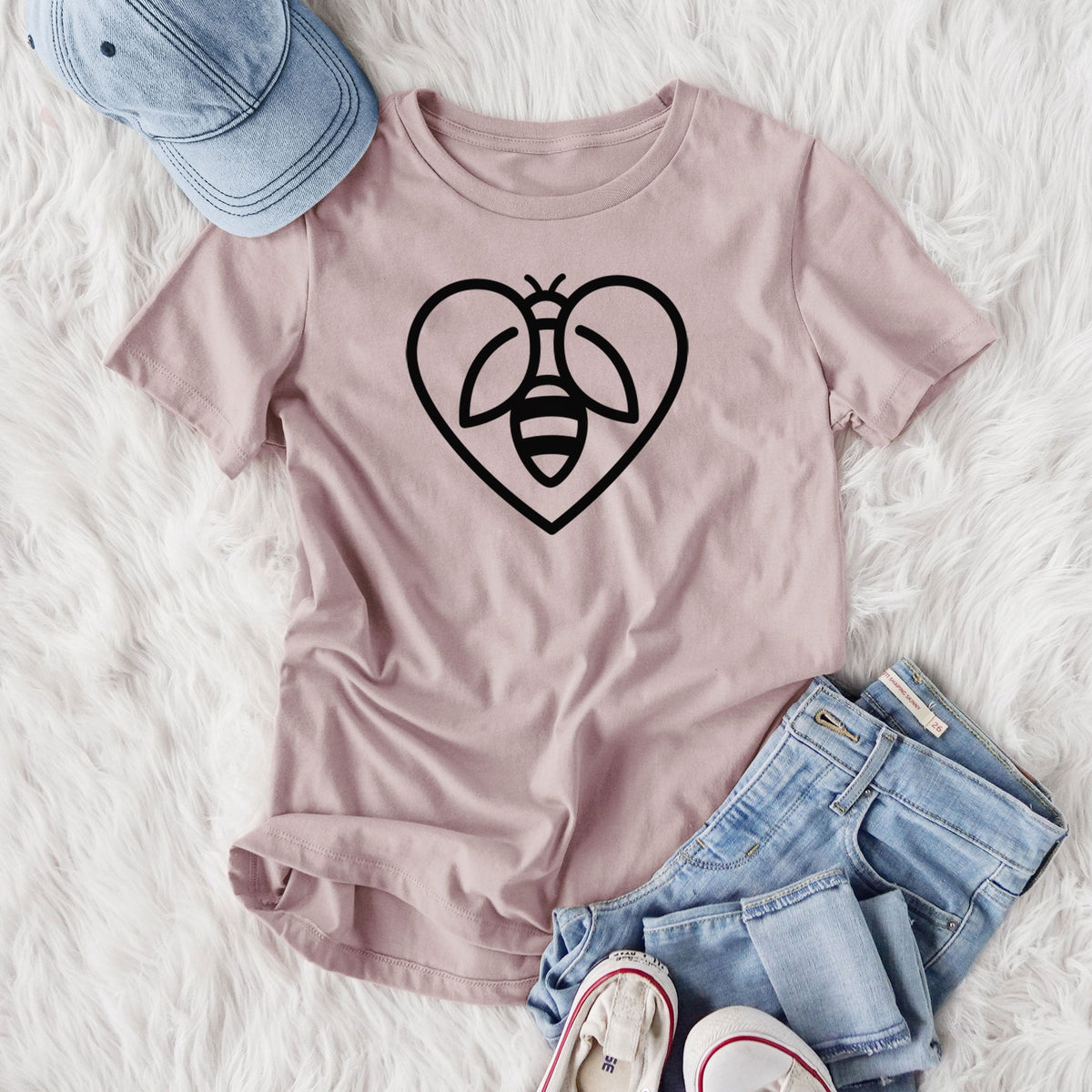 Bee Heart Icon - Women's Lightweight Relaxed Fit 100% Cotton Crewneck
