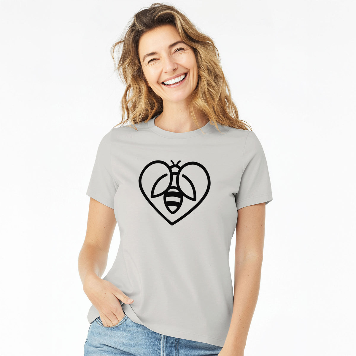 Bee Heart Icon - Women's Lightweight Relaxed Fit 100% Cotton Crewneck