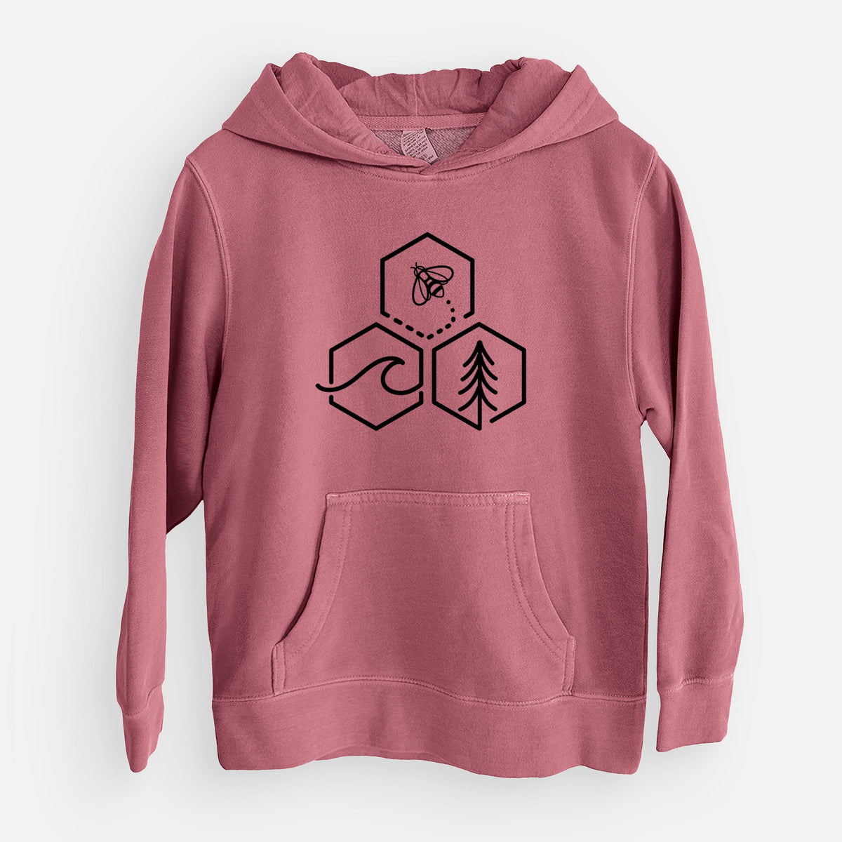 Bee-Sea-Tree Triptych - Youth Pigment Dyed Hoodie