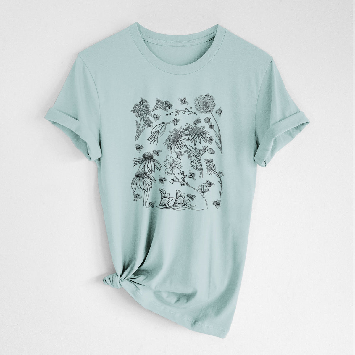Bees & Blooms - Honeybees with Wildflowers - Lightweight 100% Cotton Unisex Crewneck