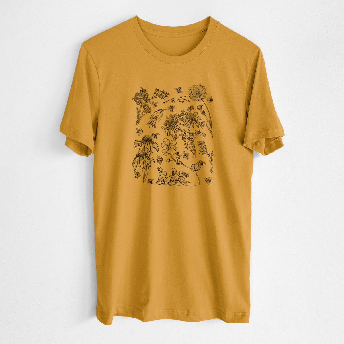 Bees & Blooms - Honeybees with Wildflowers - Lightweight 100% Cotton Unisex Crewneck