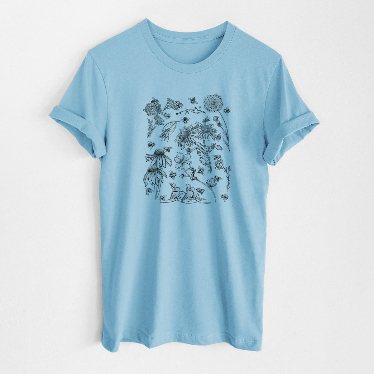 Bees & Blooms - Honeybees with Wildflowers - Lightweight 100% Cotton Unisex Crewneck