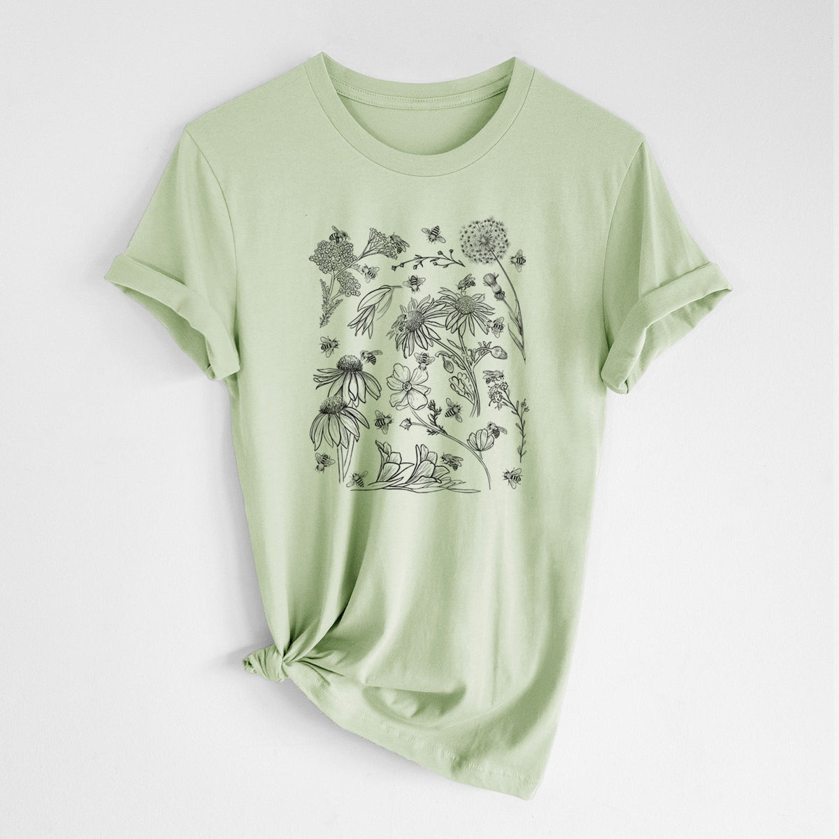Bees & Blooms - Honeybees with Wildflowers - Lightweight 100% Cotton Unisex Crewneck