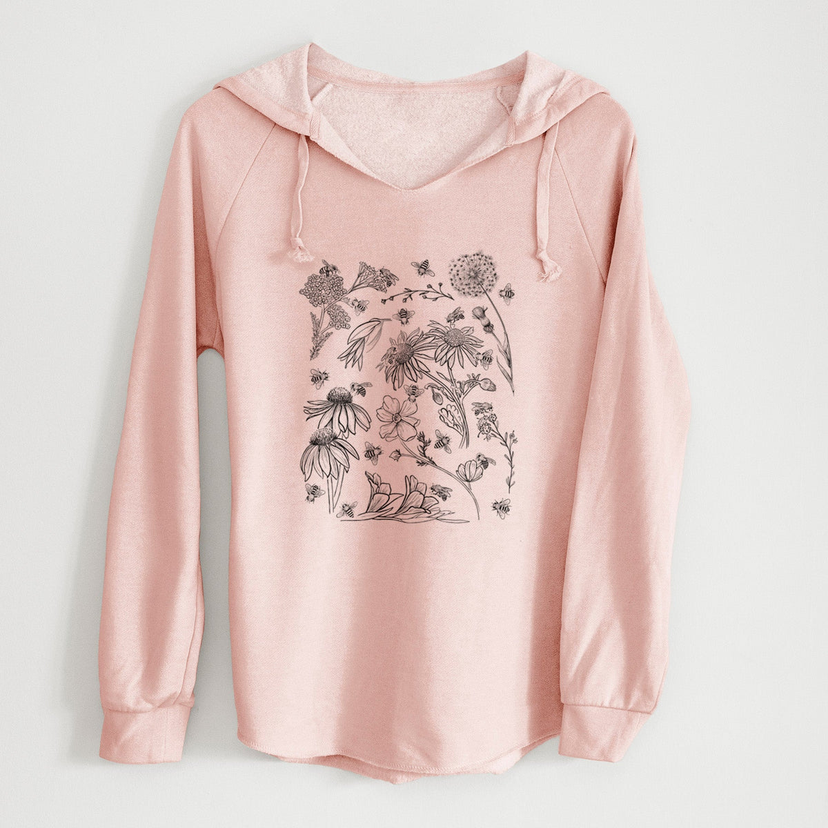 Bees & Blooms - Honeybees with Wildflowers - Cali Wave Hooded Sweatshirt