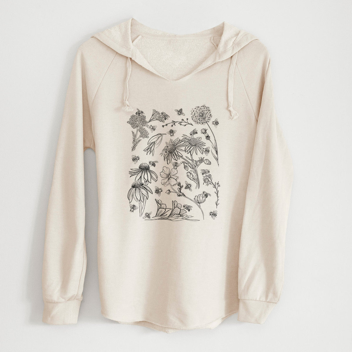 Bees & Blooms - Honeybees with Wildflowers - Cali Wave Hooded Sweatshirt