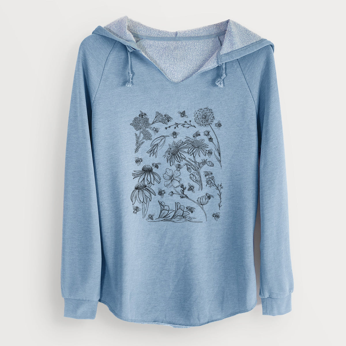 Bees & Blooms - Honeybees with Wildflowers - Cali Wave Hooded Sweatshirt