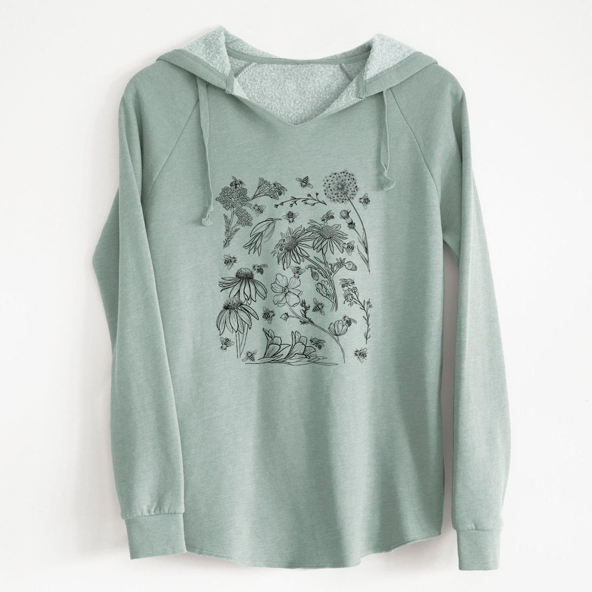 Bees & Blooms - Honeybees with Wildflowers - Cali Wave Hooded Sweatshirt