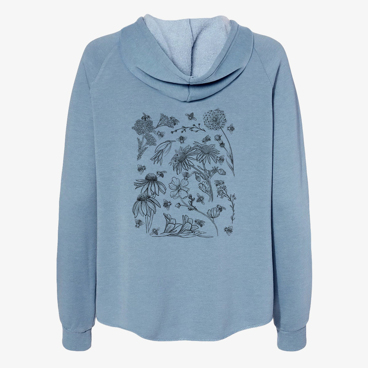 Bees & Blooms - Honeybees with Wildflowers - Women's Cali Wave Zip-Up Sweatshirt