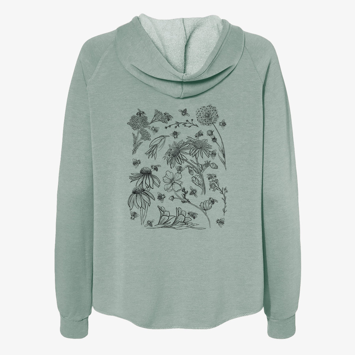 Bees & Blooms - Honeybees with Wildflowers - Women's Cali Wave Zip-Up Sweatshirt
